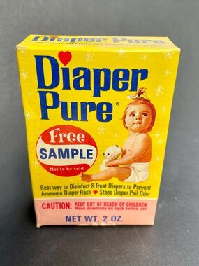 Vintage Diaper Pure Sample Size Box Presoak Detergent 2oz 1968